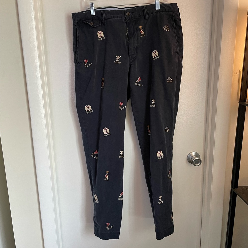 Like New Polo Ralph Lauren Polo Bear Embroidered Navy Chinos 36x32